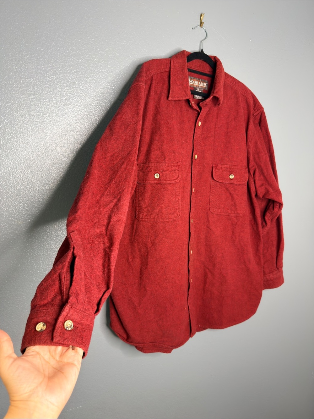 Moose Creek 100% Wool Men’s Deep Red Wool Shirt Jacket NWOT XL